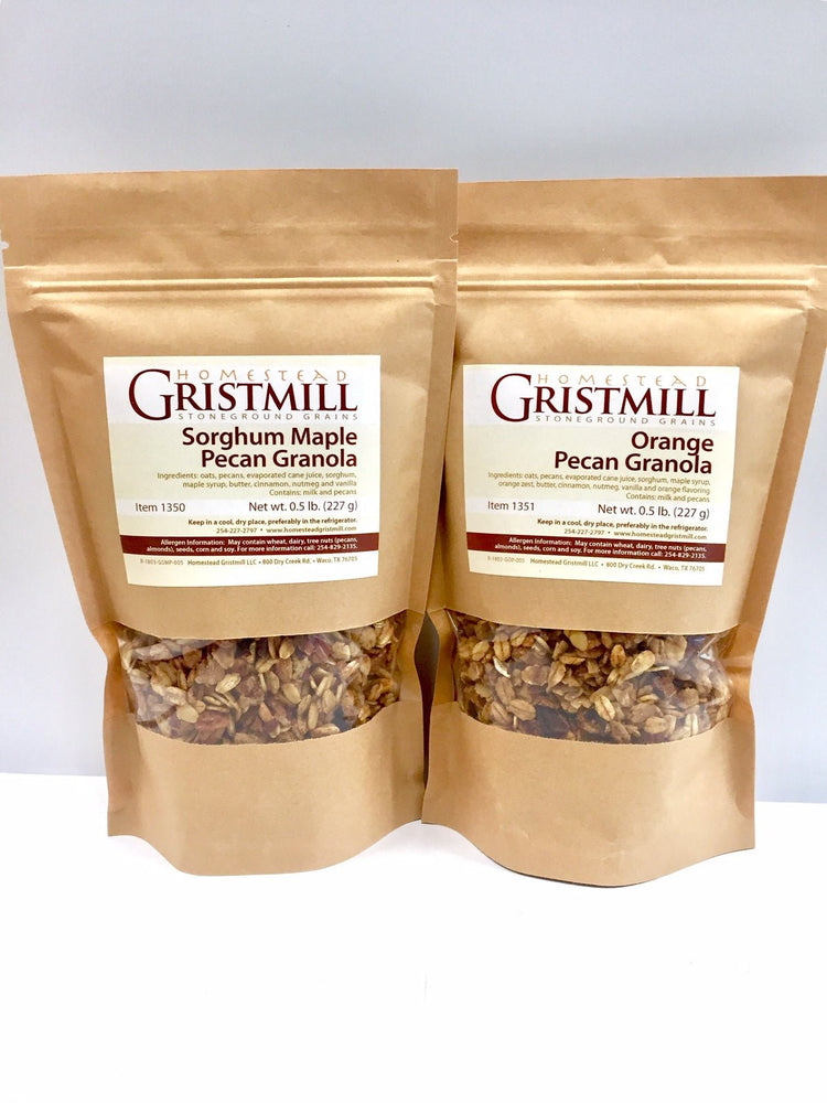 Sorghum Maple Pecan Granola/ Orange Pecan Granola (2 Pack) - Homestead Gristmill