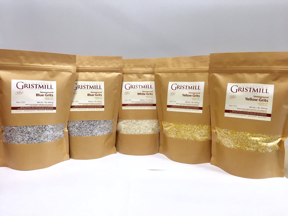 Stone - ground Corn Grits Variety 5 - Pack (2 BG, 2 YG, 1 WG) - Homestead Gristmill