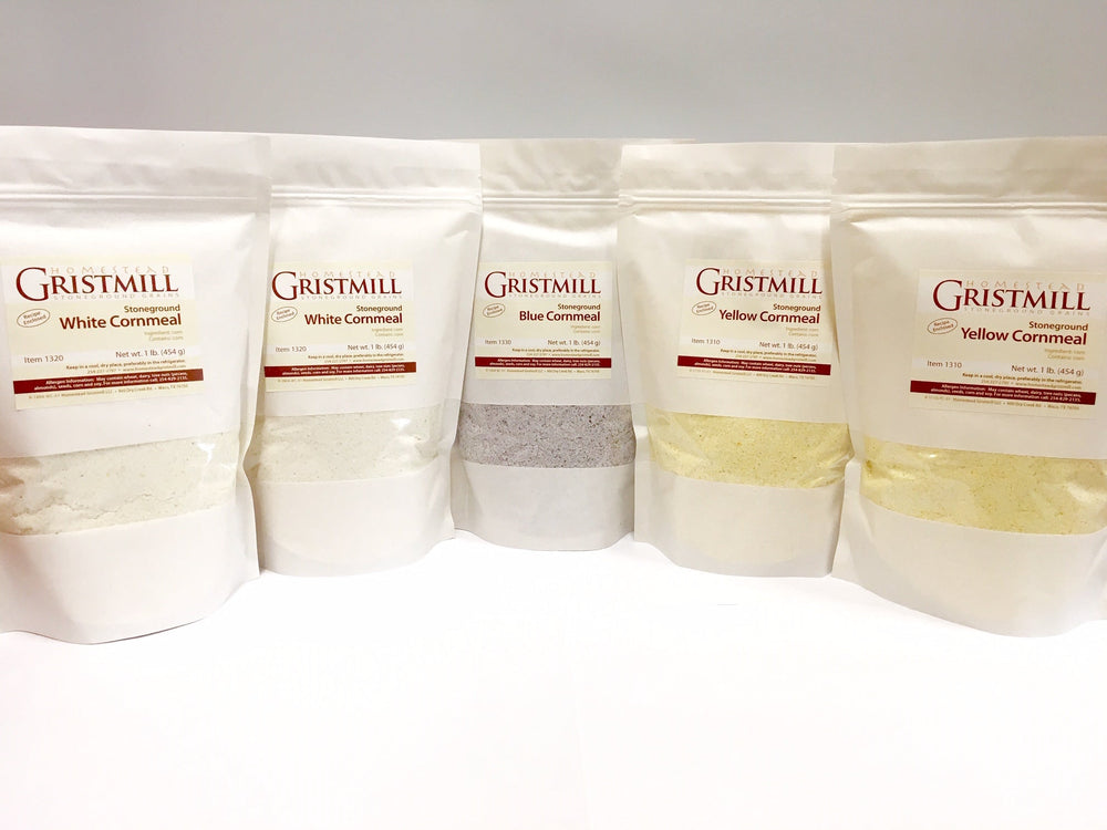 Stone - ground Cornmeal Variety 5 - Pack (2 WCm, 2 YCm, 1 BCm) - Homestead Gristmill